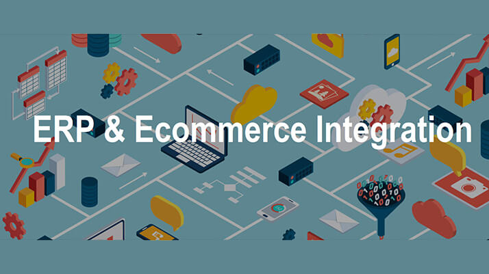 Illustration showing integration of ERP Solutions into an e-commerce platform